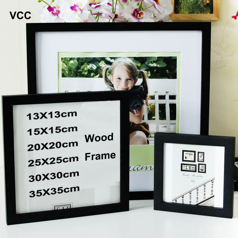 Engraved Wood Frame - 古典的な木製の正方形の額縁フォトプレキシガラス含むポスターフレーム壁掛け用の家族のギフトのフォトフレーム