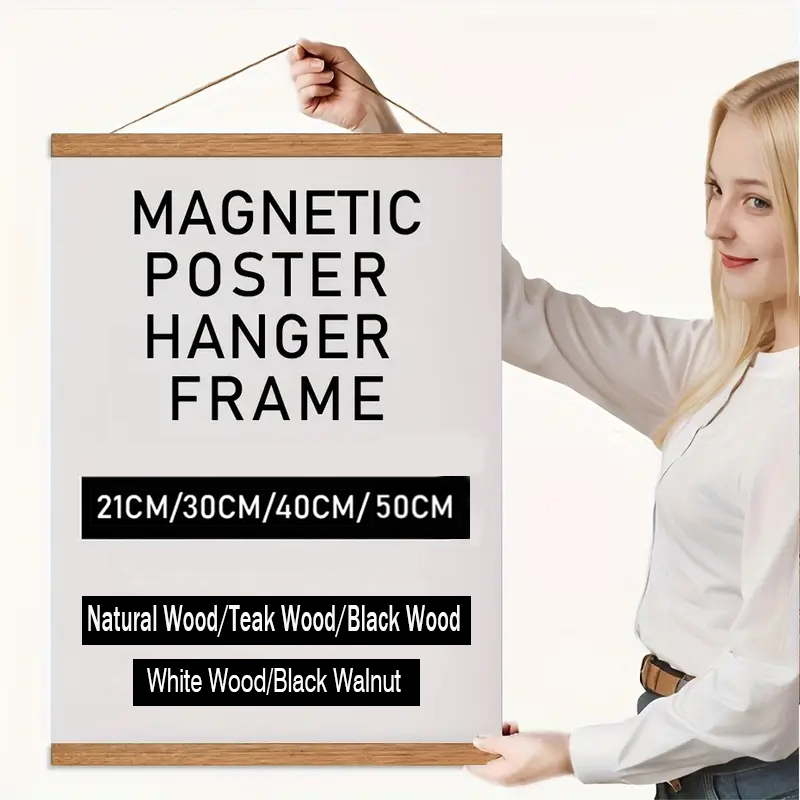 Engraved Wood Frame - 21 30 40 50cm マグネット式ポスターハンガー チークパインウッド