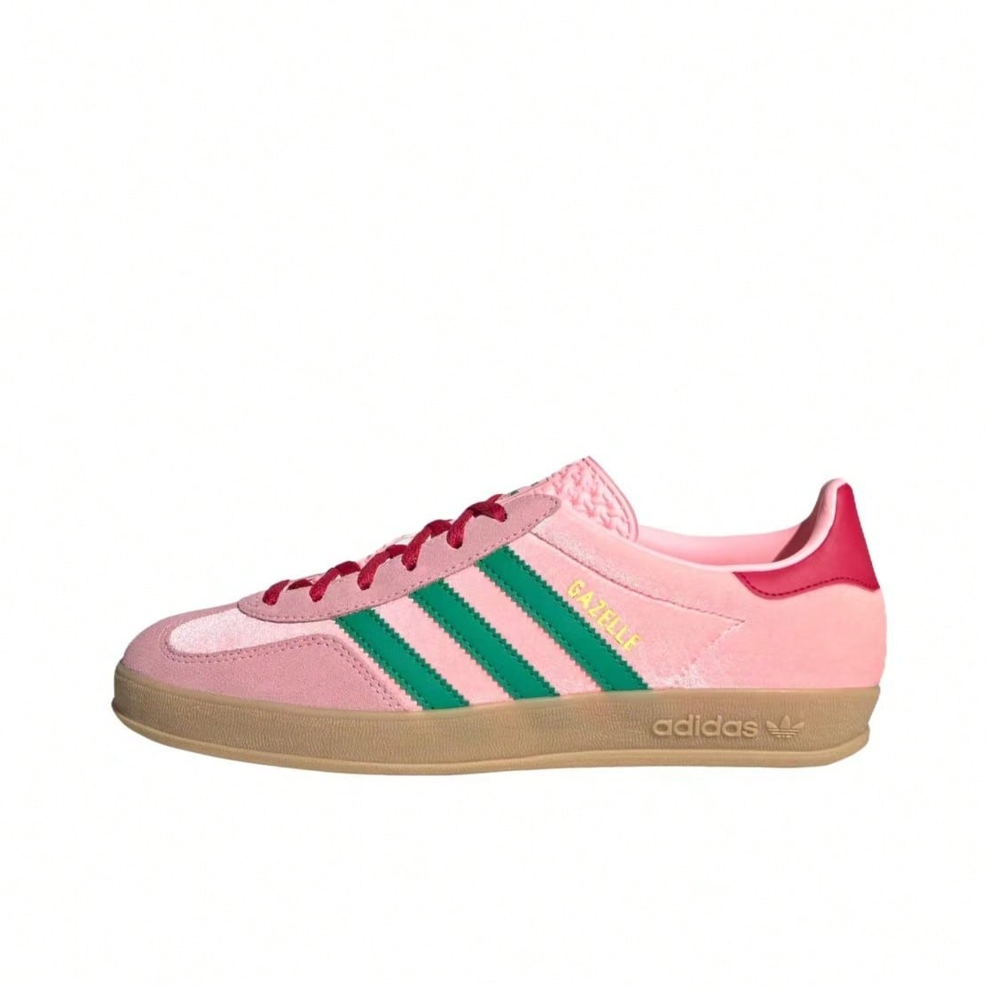 Adidas Shoes Gazelle - アディダス オリジナルス ガゼル インドア：快適で汎用性が高く、薄底で耐久性に優れたローカットスニーカー。女性用、ピンクとグリーン。