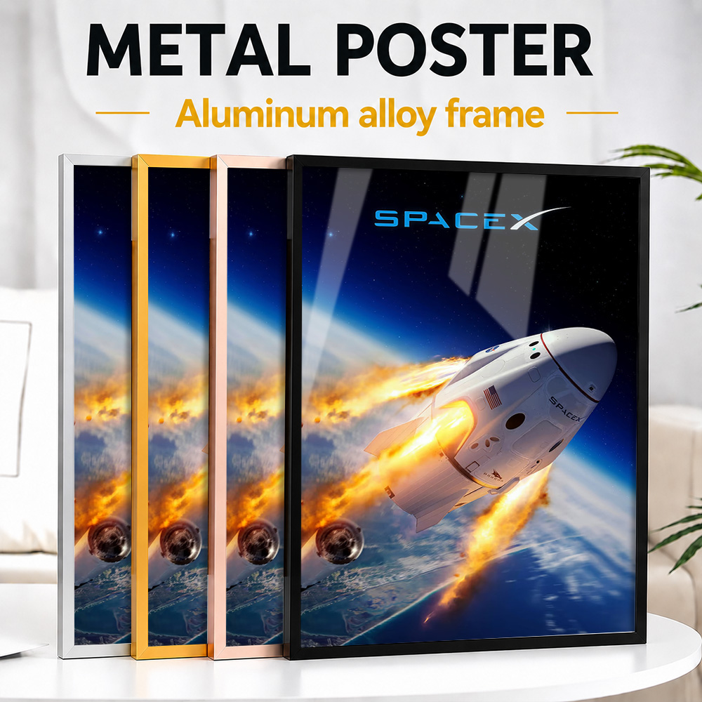 Custom Map Poster - スペースX ドラゴンカプセル 再突入都市地図、額装されたアルミ製金属ポスター、カスタマイズ可能な美しい風景画、リビングルームに最適な壁飾り。