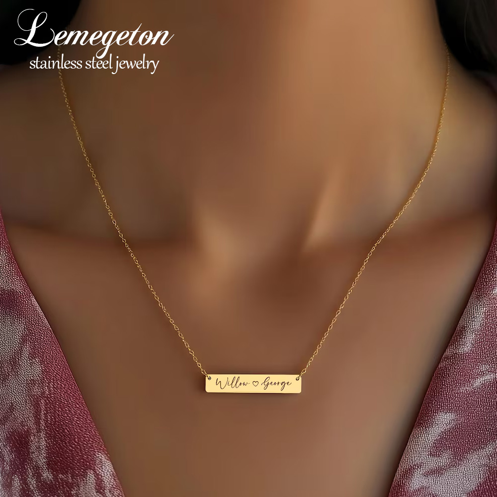 パーソナライズされたミニマリストバーネームネックレス カスタ - Handwriting Necklace Bar のレビューと価格