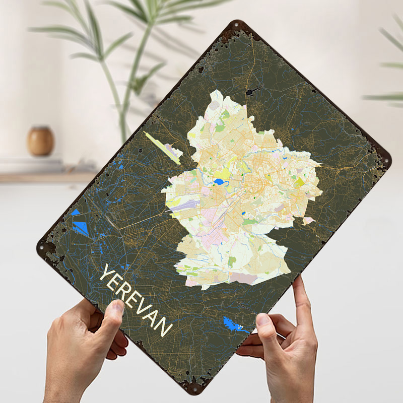 エレヴァン市内地図ブリキポスターカスタムウォールアートヴィン - Custom Map Poster のレビューと価格
