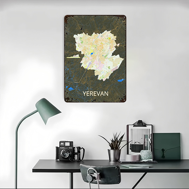 エレヴァン市内地図ブリキポスターカスタムウォールアートヴィン - Custom Map Poster のレビューと価格