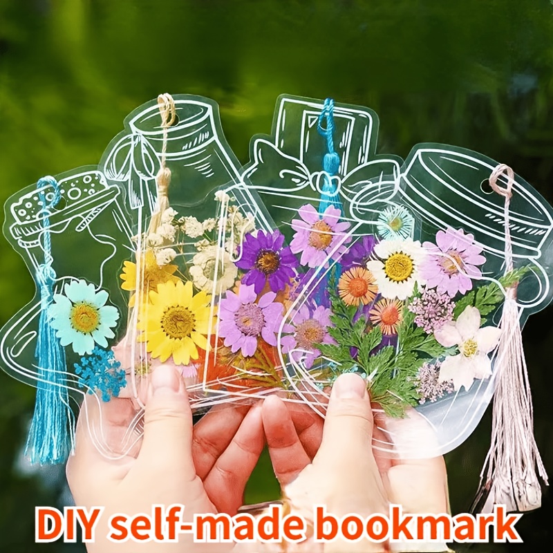 DIYドライフラワーしおり、透明PETボトル型プレスフラワー - Dried Flower Bookmark のレビューと価格