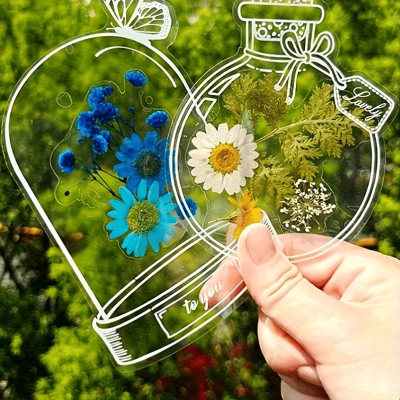 DIYドライフラワーしおり、透明PETボトル型プレスフラワー - Dried Flower Bookmark のレビューと価格