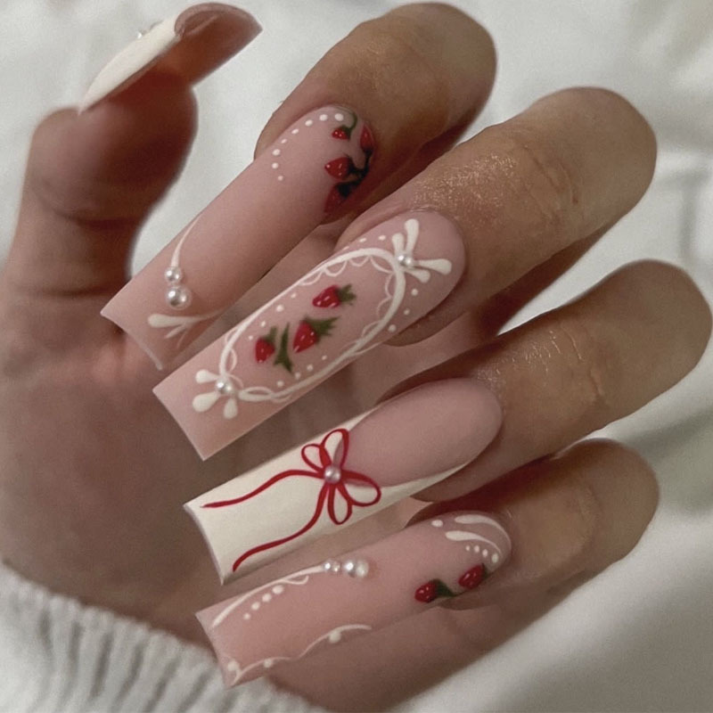 24枚入りフラワープレスオンネイルアートラインフレンチチップ - Pressed Flower Art のレビューと価格